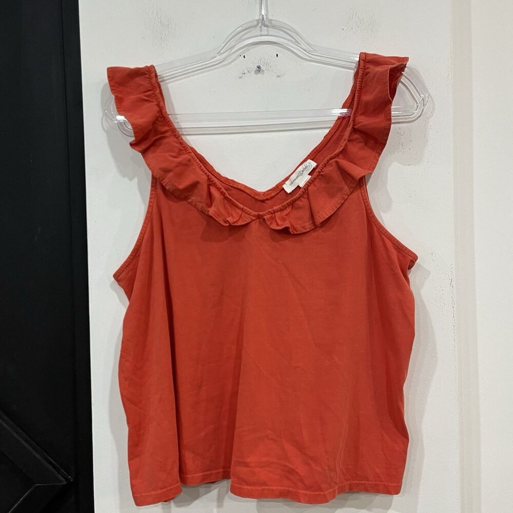 Treasure & Bond Coral Ruffle Trim Tank Top Size Large